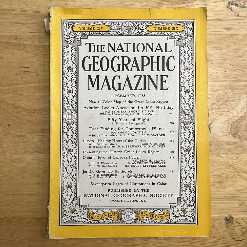 National Geographic December 1953 Magazine Aviation Great Lakes Santa Coke Ad